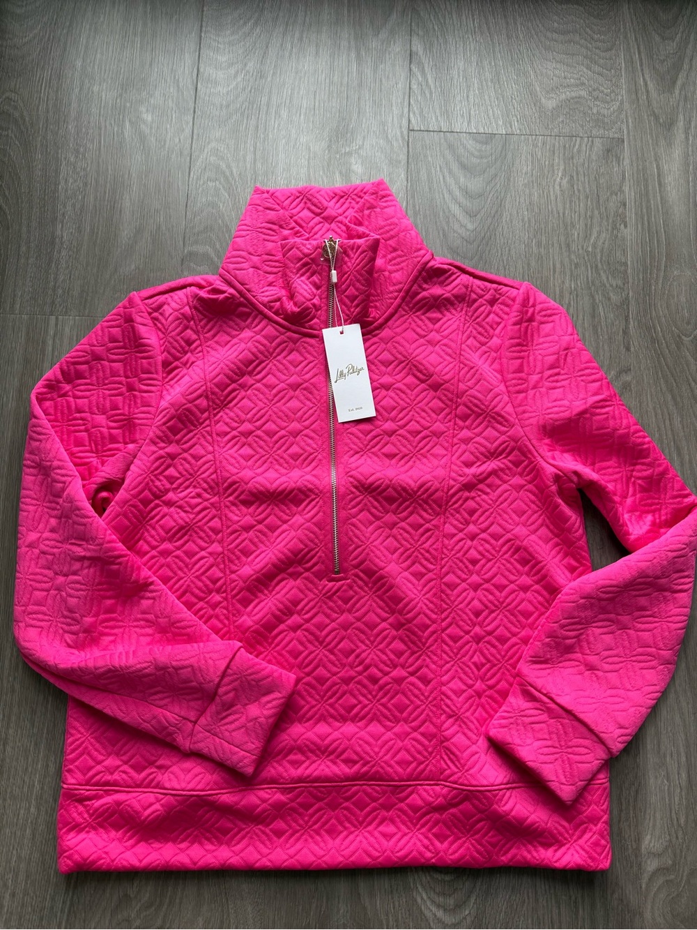 Lilly Pulitzer Eleni Pullover Sun Shell Pink Butterfly Quilted Knit